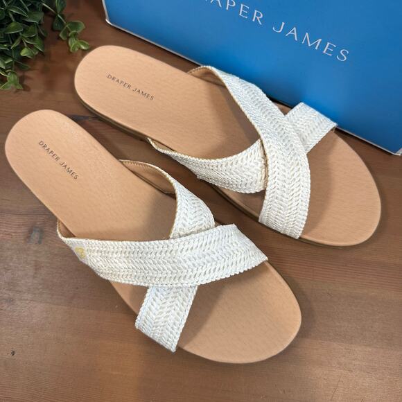 Draper James Women's Alex Raffia White Crossed Strap Sandals Size 9 - Picture 3 of 6